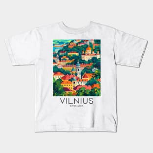 A Pop Art Travel Print of Vilnius - Lithuania Kids T-Shirt